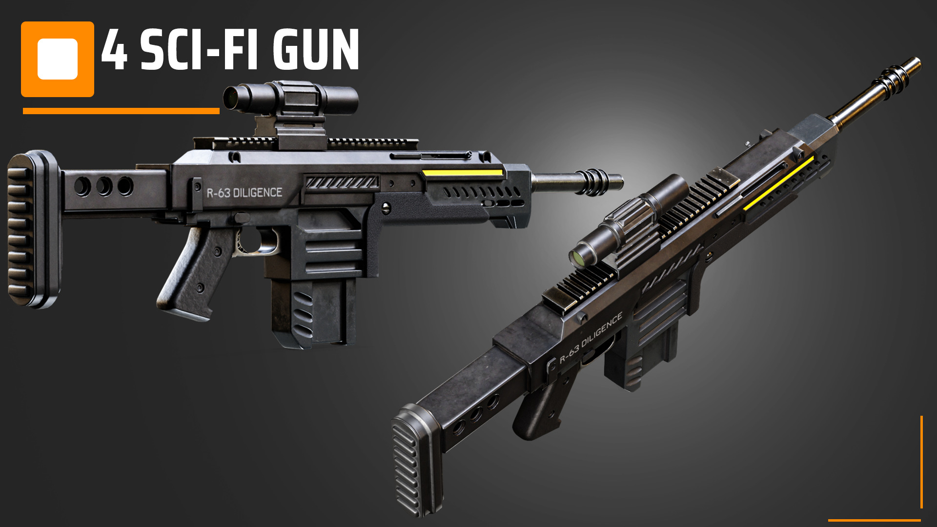 4 Sci-Fi Weapons 3D model_5