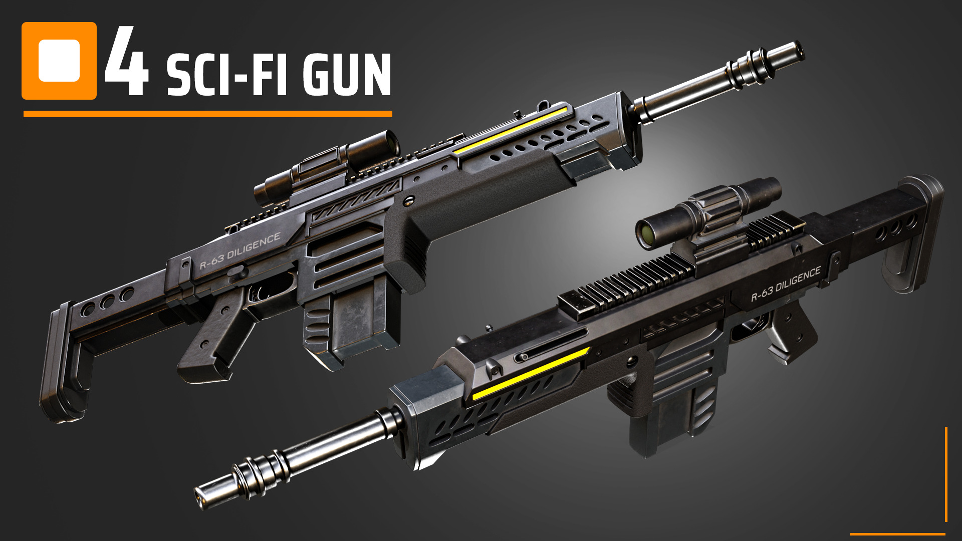4 Sci-Fi Weapons 3D model_4