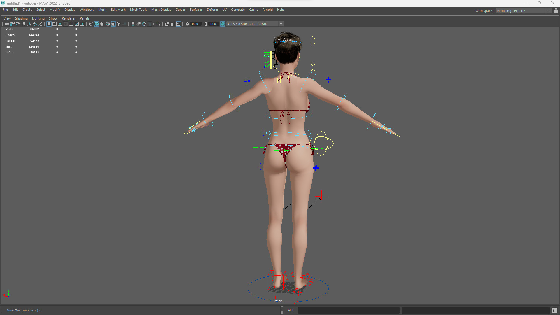 Short Hair Bikini Model Stylized 3D Female Character Low-poly 3D model_20