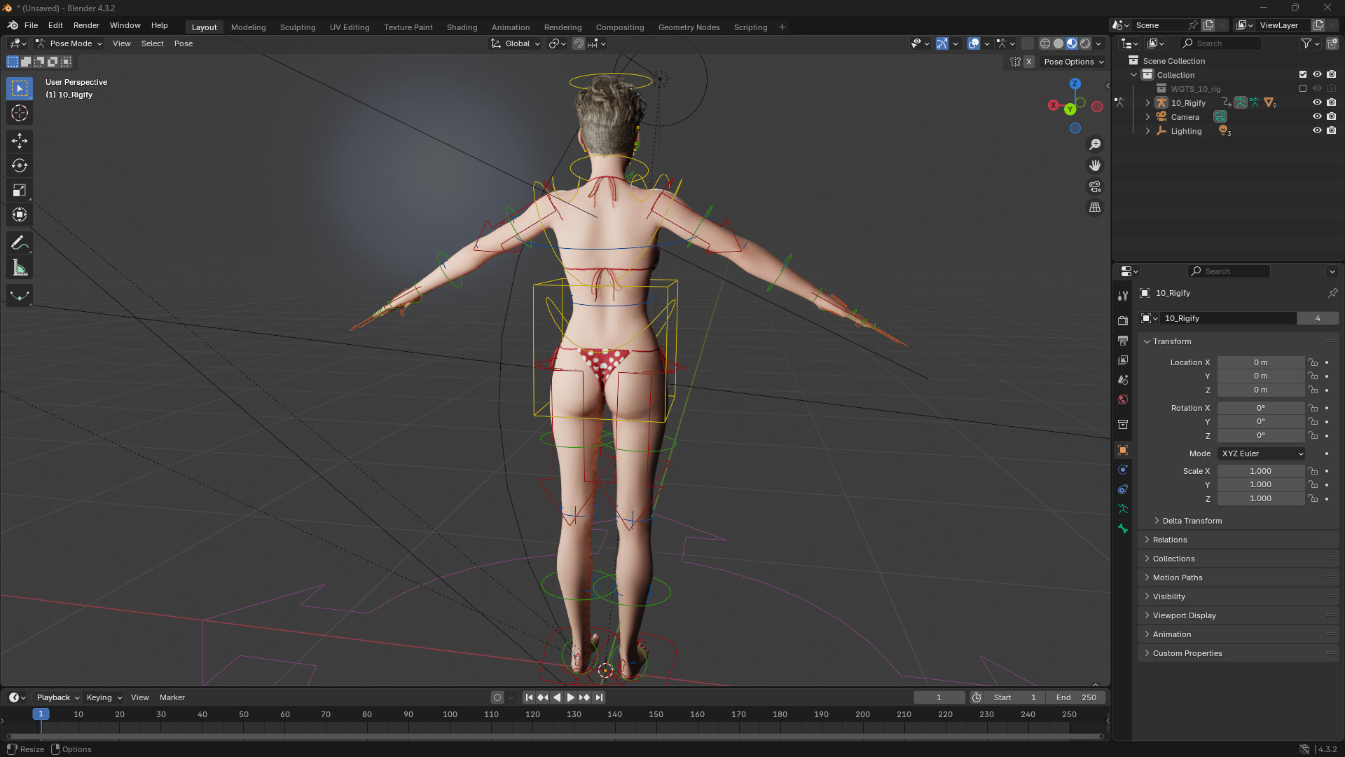 Short Hair Bikini Model Stylized 3D Female Character Low-poly 3D model_16