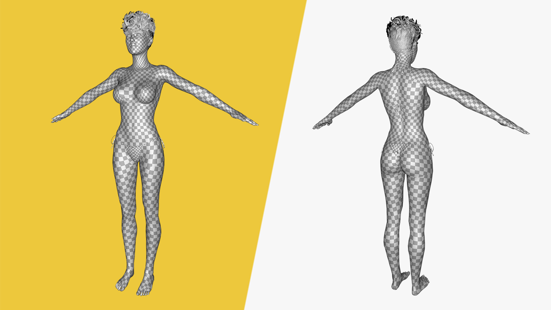 Short Hair Bikini Model Stylized 3D Female Character Low-poly 3D model_25