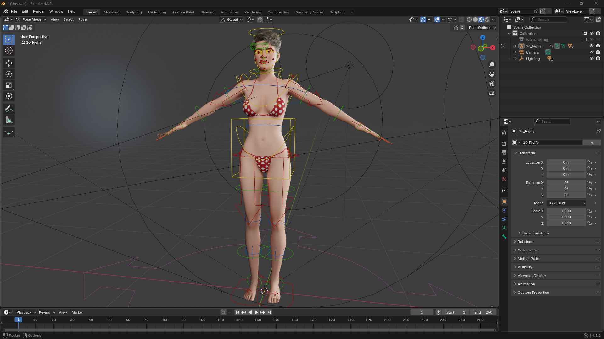 Short Hair Bikini Model Stylized 3D Female Character Low-poly 3D model_15