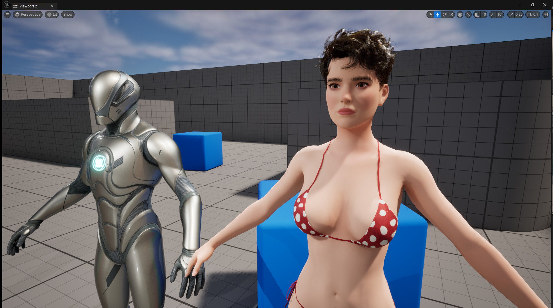 Short Hair Bikini Model Stylized 3D Female Character Low-poly 3D model_23