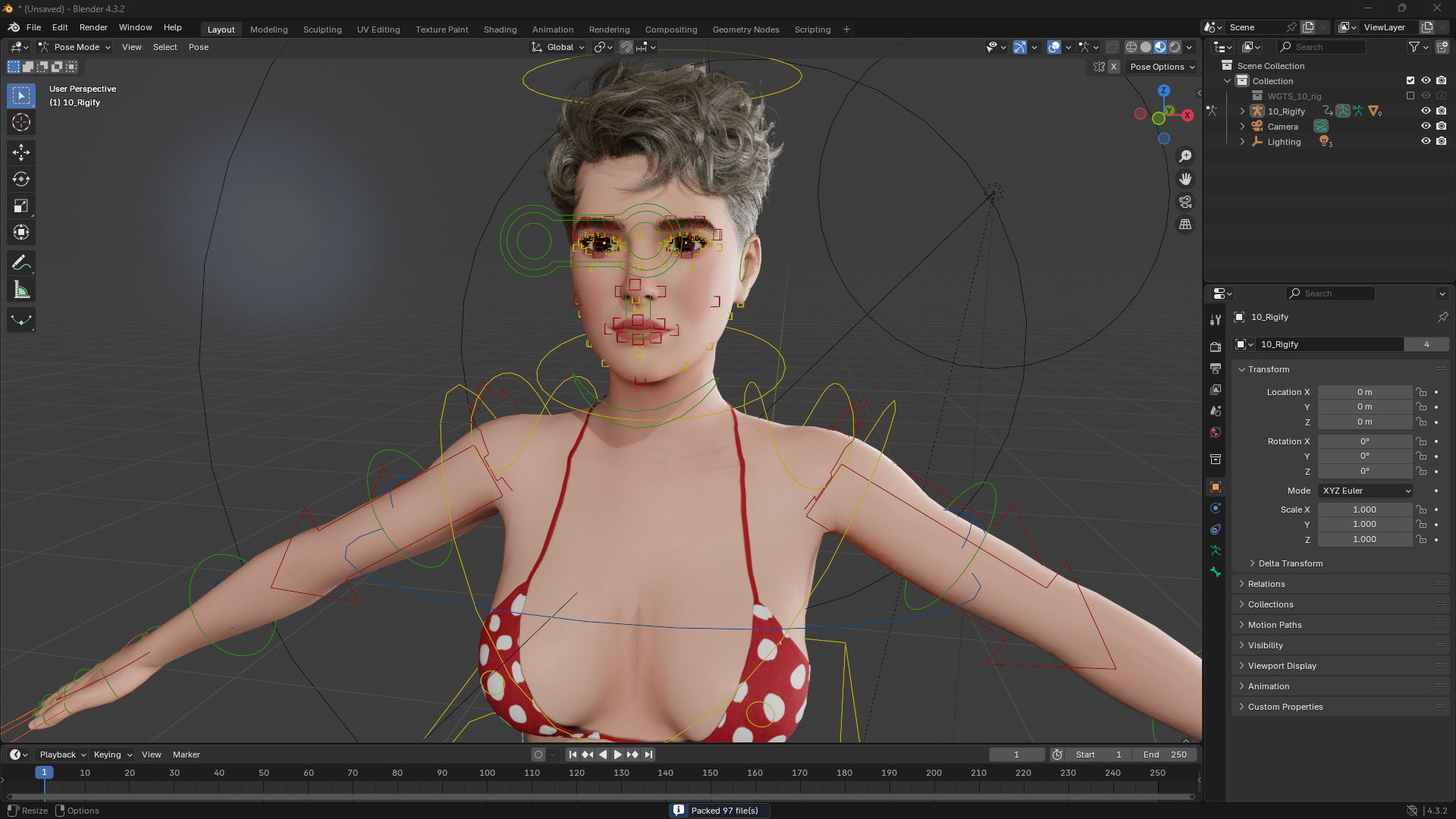 Short Hair Bikini Model Stylized 3D Female Character Low-poly 3D model_14