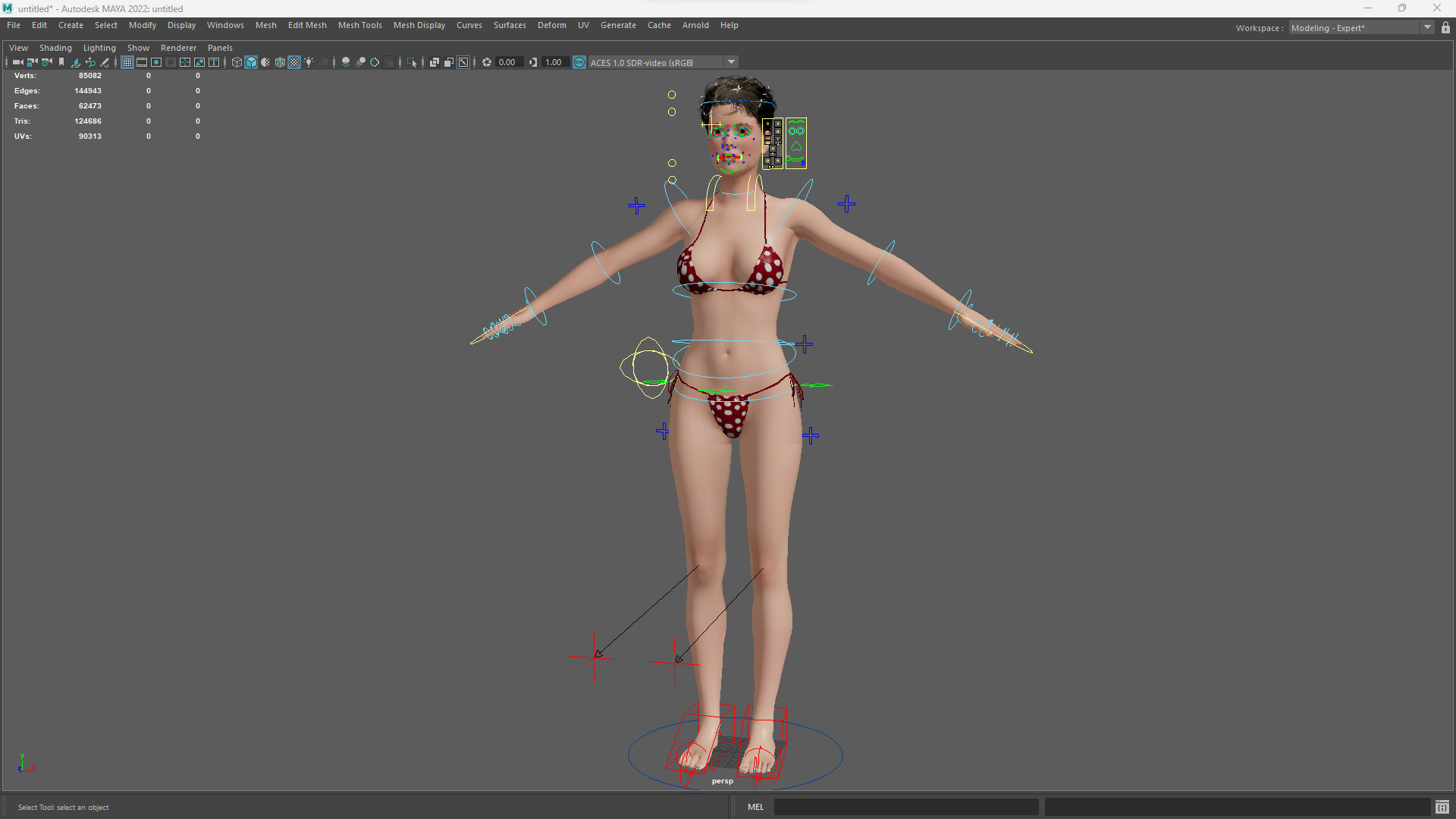 Short Hair Bikini Model Stylized 3D Female Character Low-poly 3D model_19