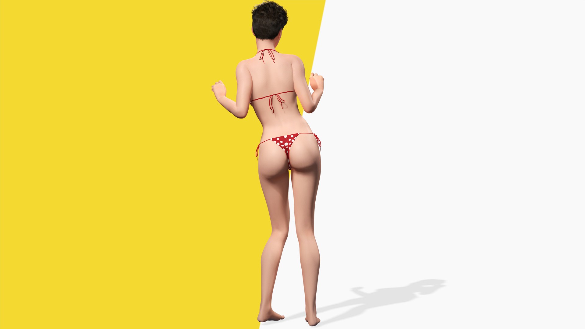 Short Hair Bikini Model Stylized 3D Female Character Low-poly 3D model_10