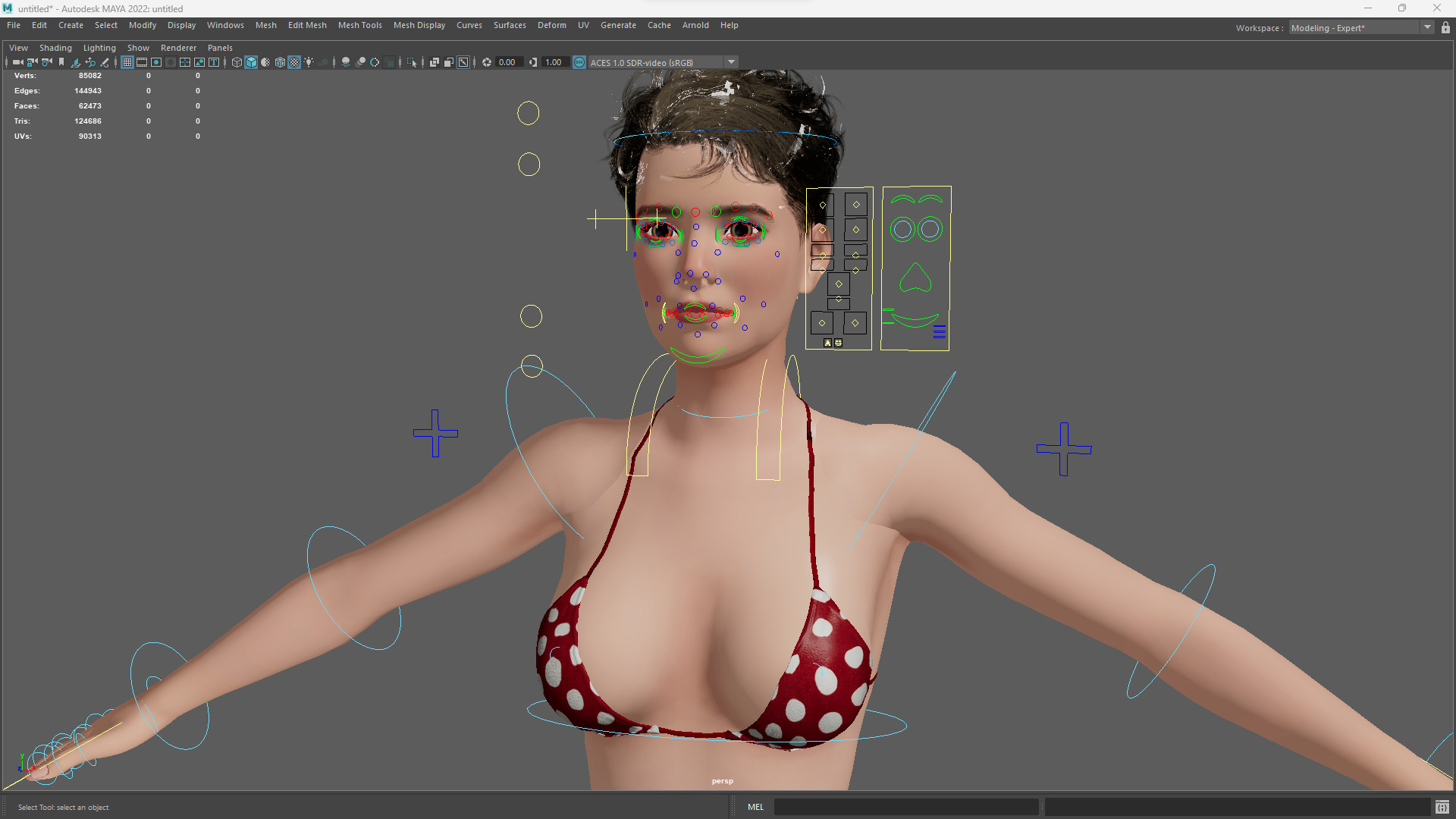Short Hair Bikini Model Stylized 3D Female Character Low-poly 3D model_18