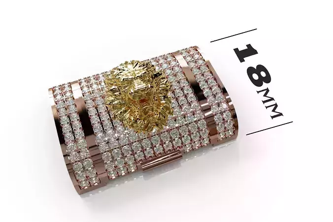 LION Diamond Lock Box for BRACELET - NECKLACE 18mm 3D print model