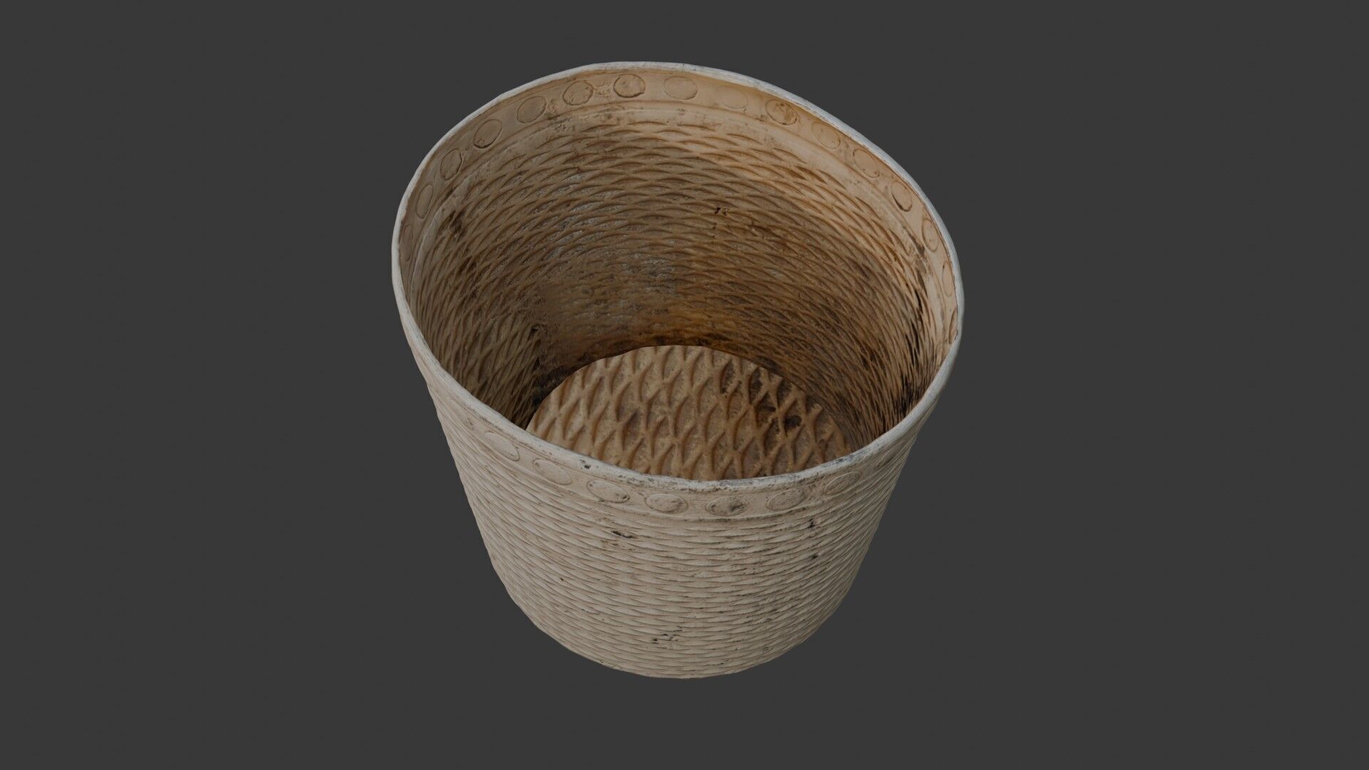Wicker Trash Bin Scan Low-poly 3D model_7