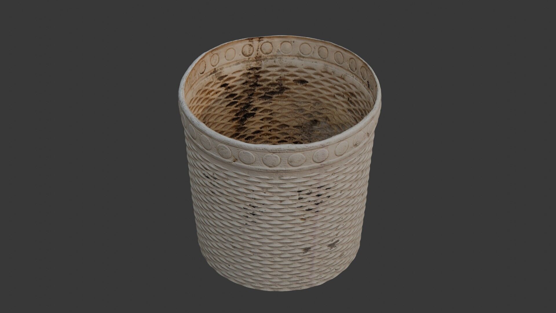 Wicker Trash Bin Scan Low-poly 3D model_4