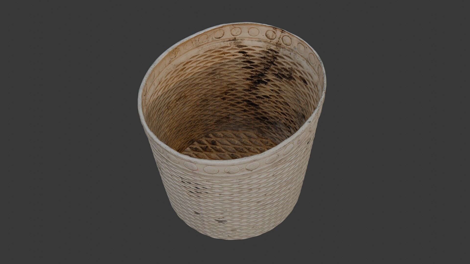 Wicker Trash Bin Scan Low-poly 3D model_1