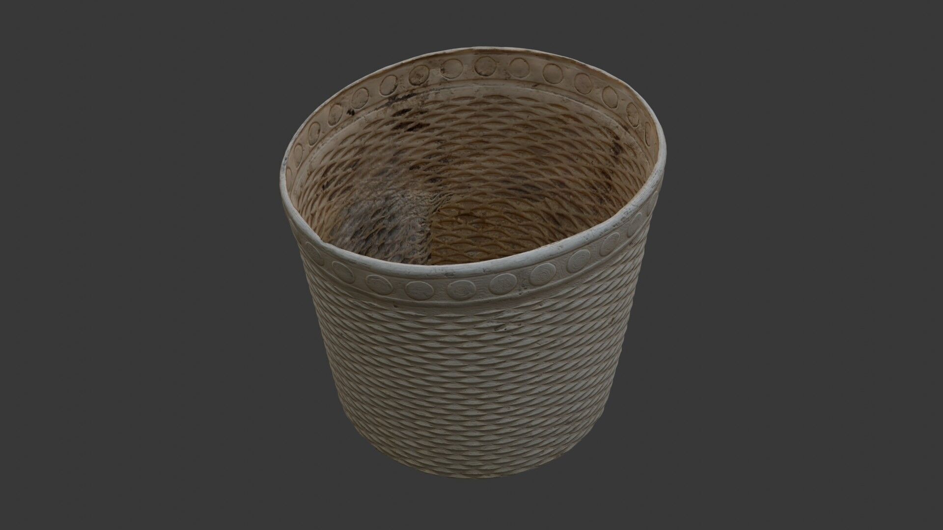 Wicker Trash Bin Scan Low-poly 3D model_6