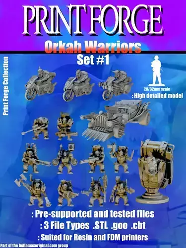 Orkah Warriors Set1 Full Squad Big fellas  3D Model Collection