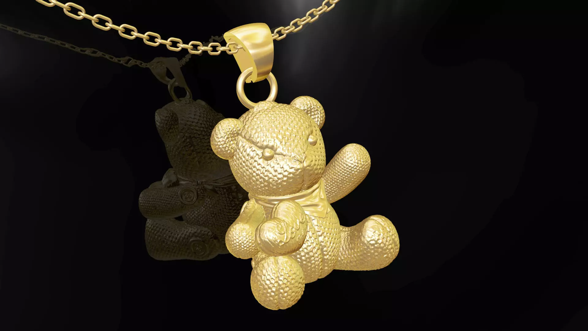 Bear pendant jewelry gold 3D print model_0