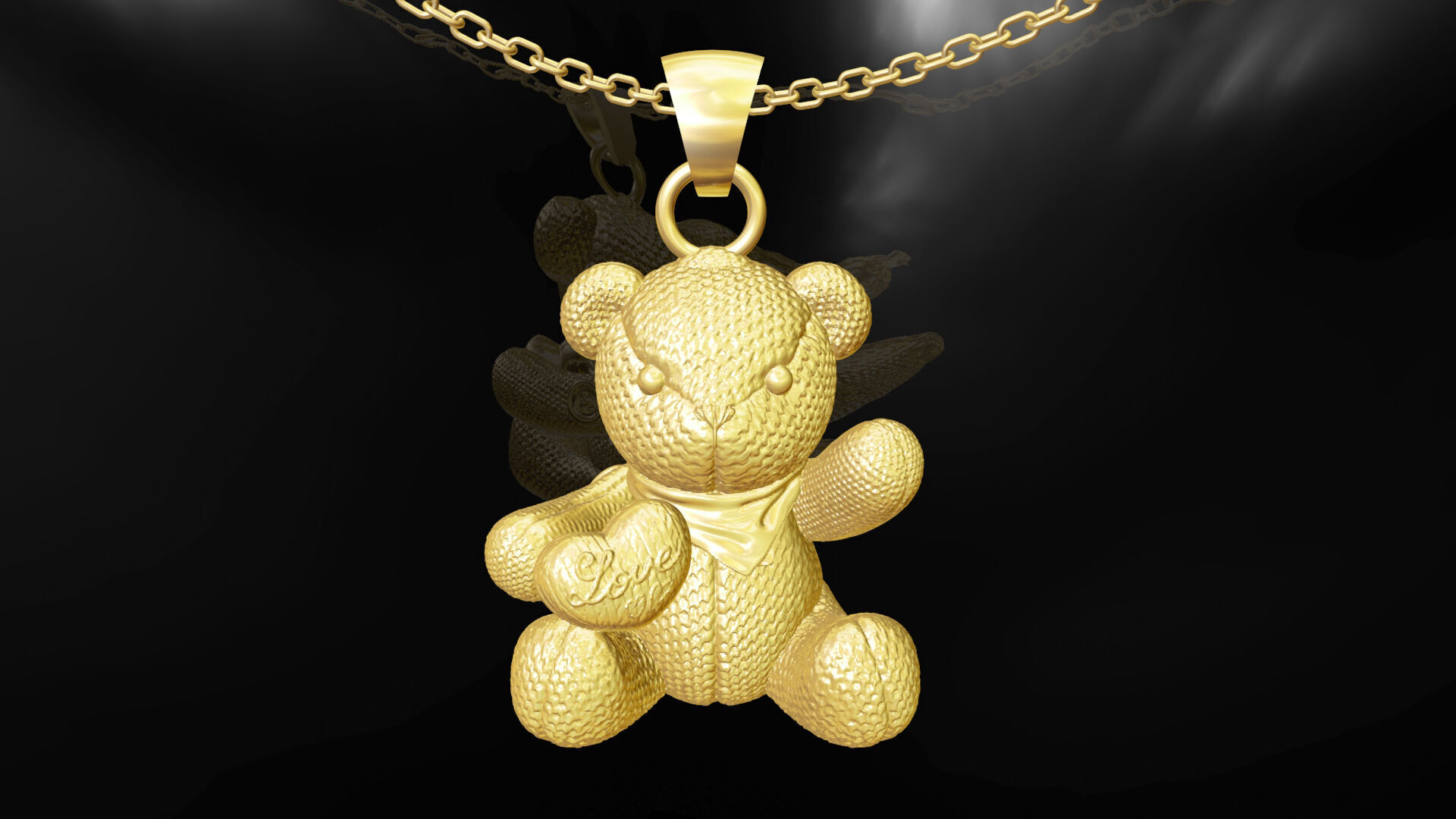 Bear pendant jewelry gold 3D print model_1