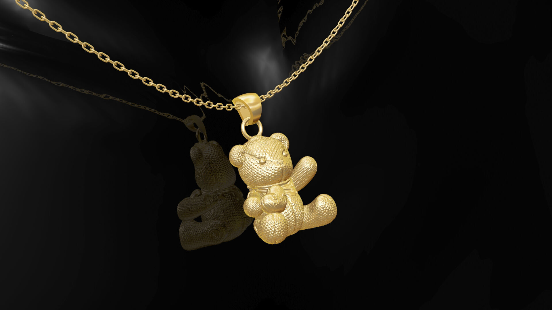 Bear pendant jewelry gold 3D print model_2