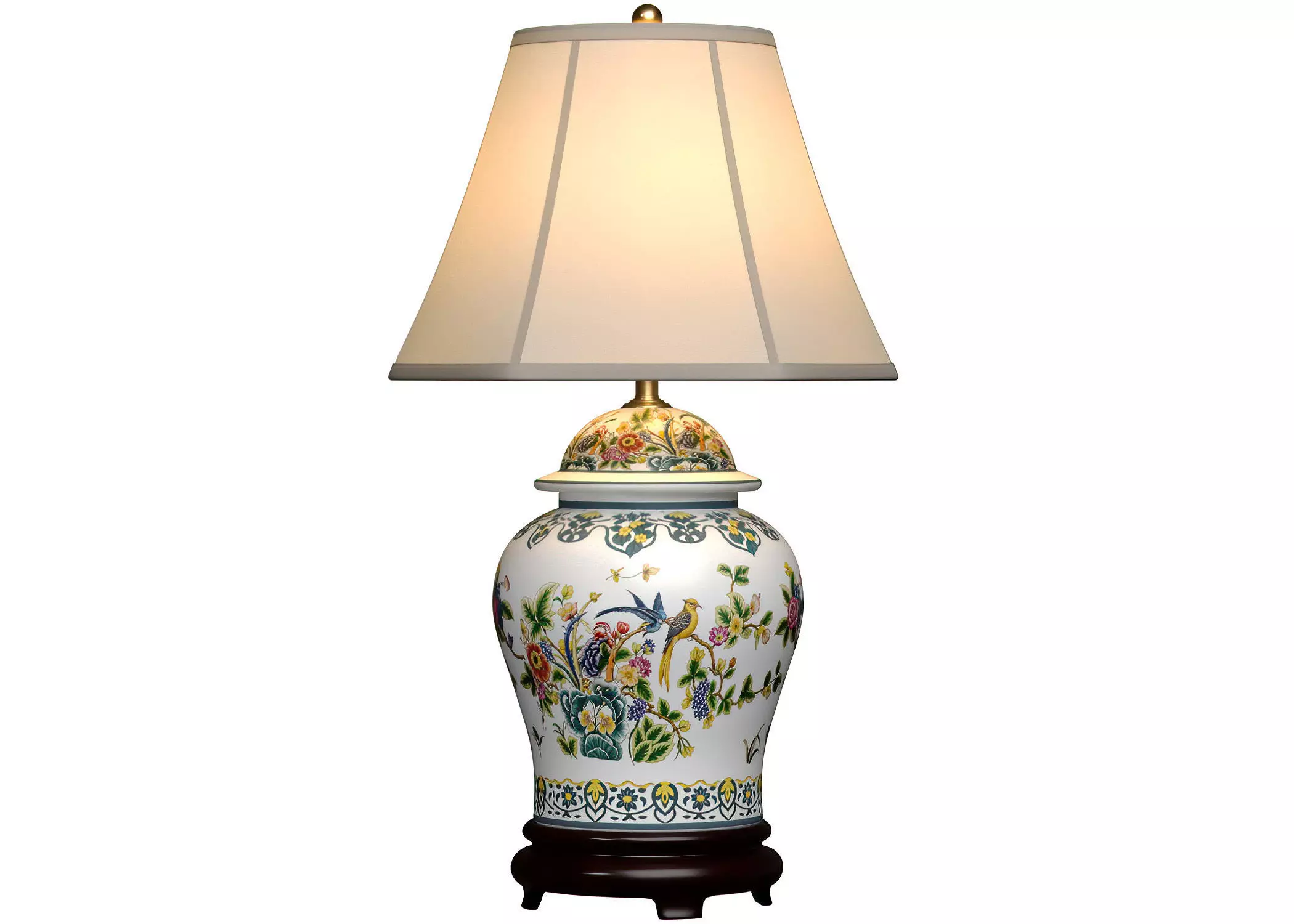 Floral European Provence Porcelain Nightstand Bedside Table Lamp 3D model_0