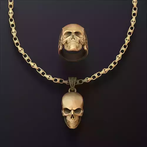 Skull Chain Pendant Ring v2 Collection