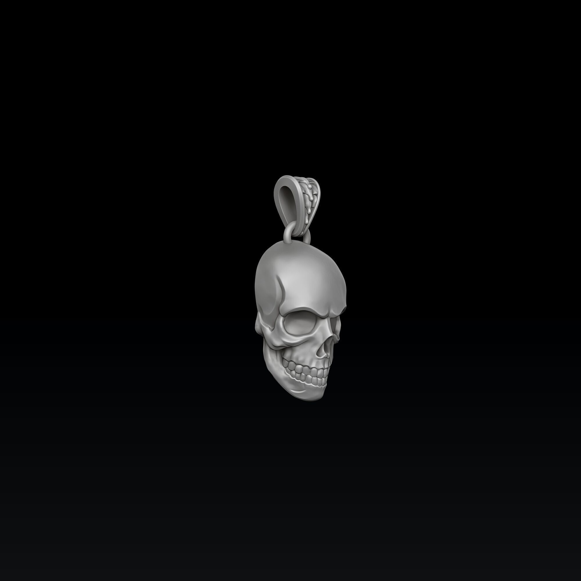 Skull Chain Pendant Ring v2 Collection 3D print model_1