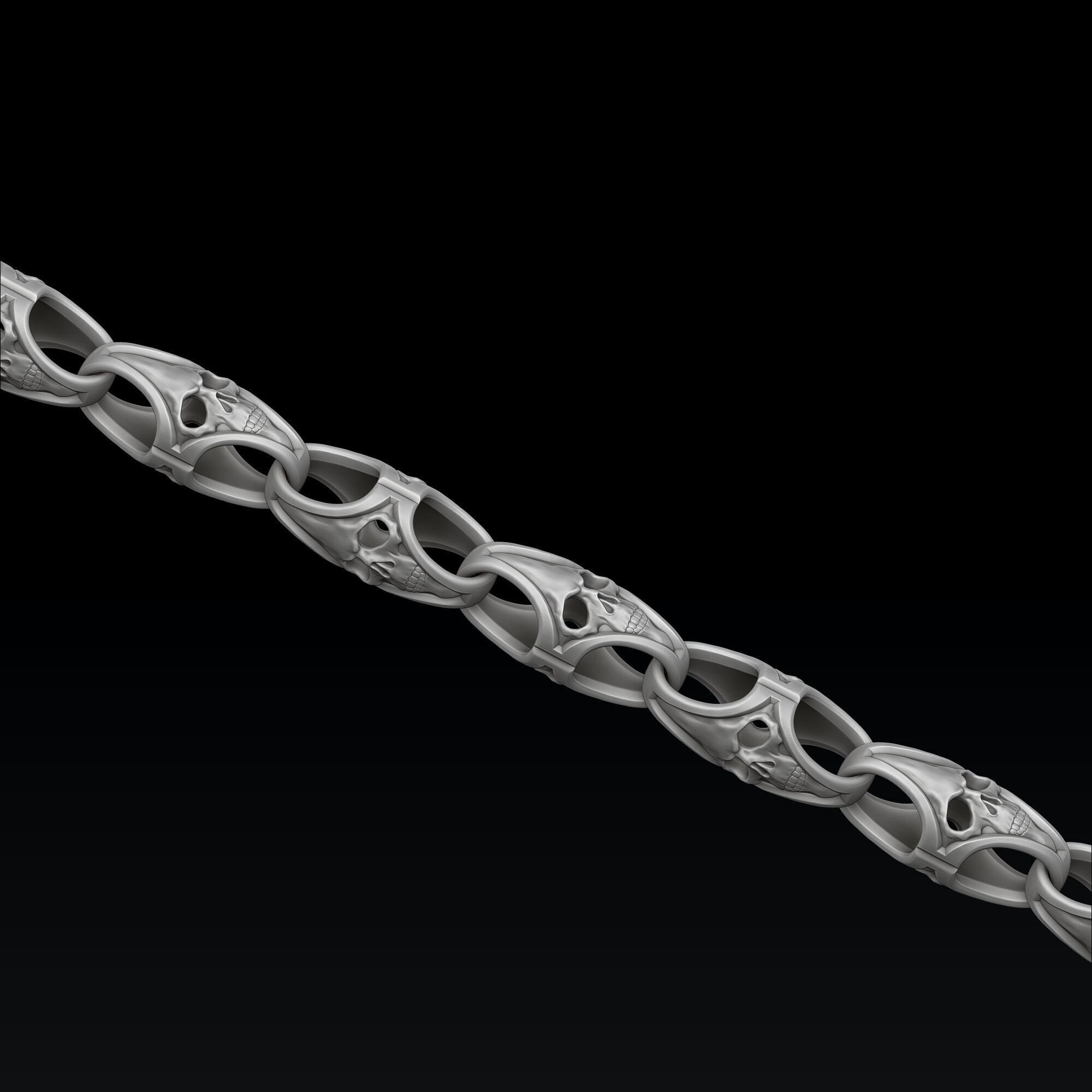 Skull Chain Pendant Ring v2 Collection 3D print model_2