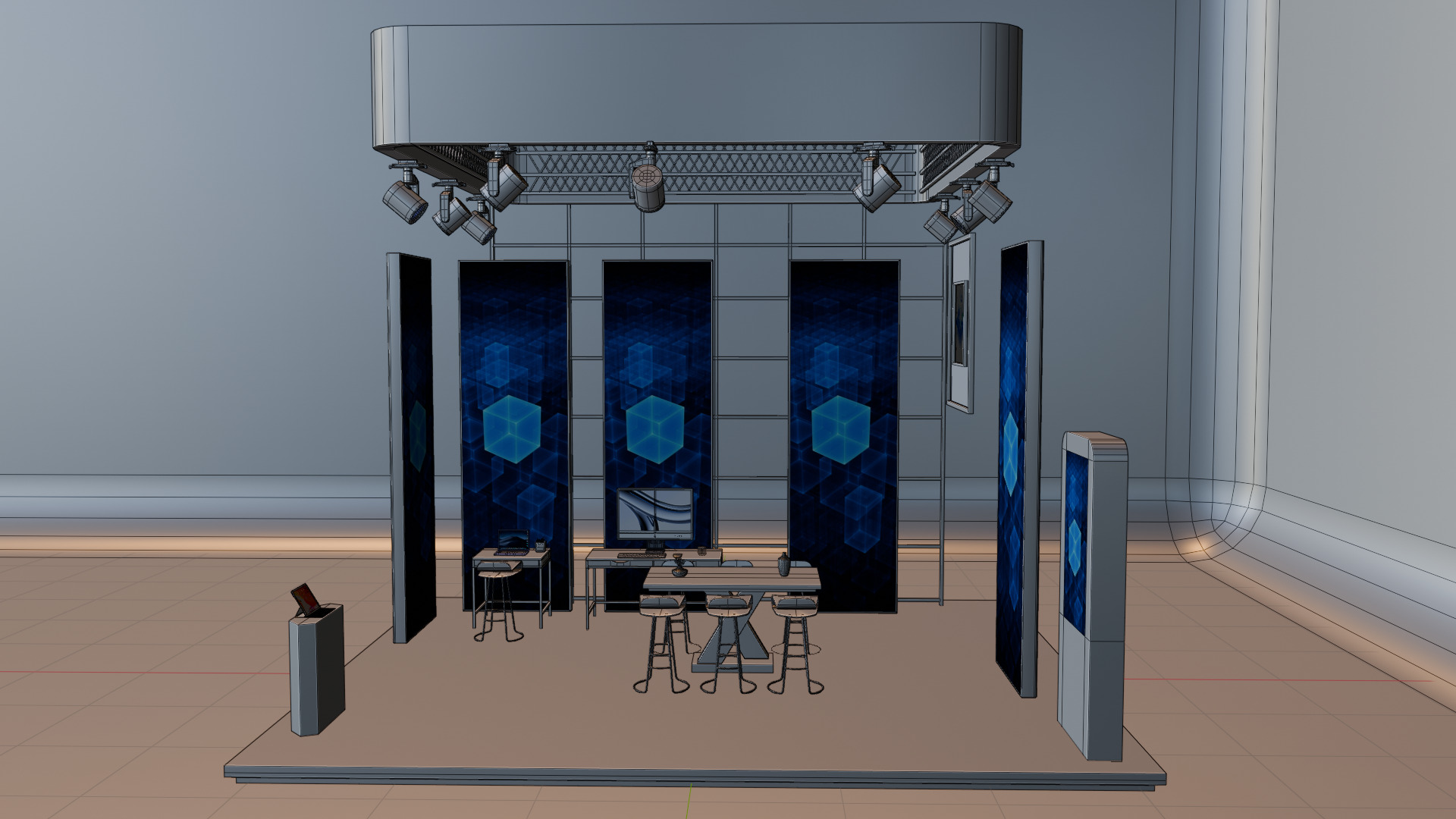 Modern Exhibition Booth 3D Model  High-Quality Trade Show Stand 3D model_15