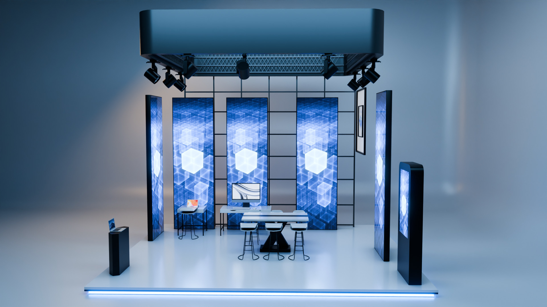 Modern Exhibition Booth 3D Model  High-Quality Trade Show Stand 3D model_1