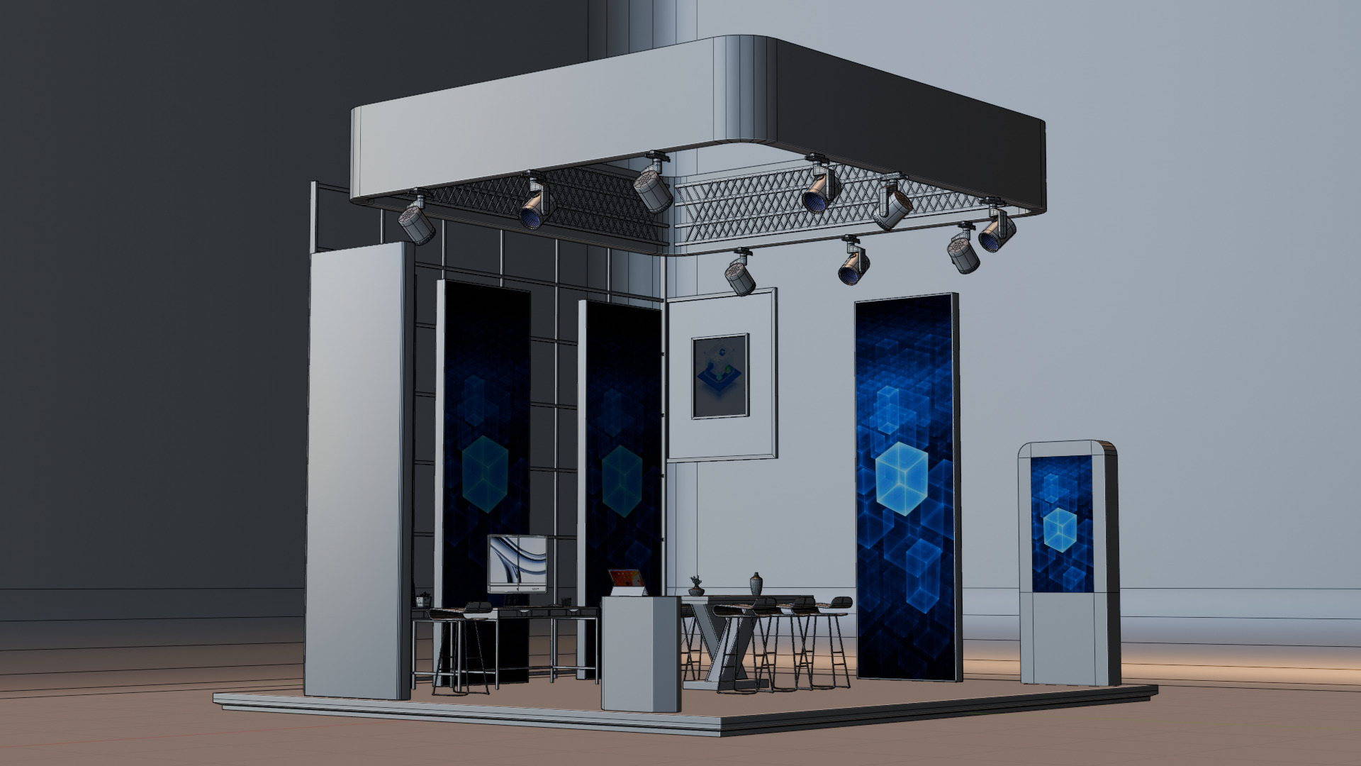 Modern Exhibition Booth 3D Model  High-Quality Trade Show Stand 3D model_16