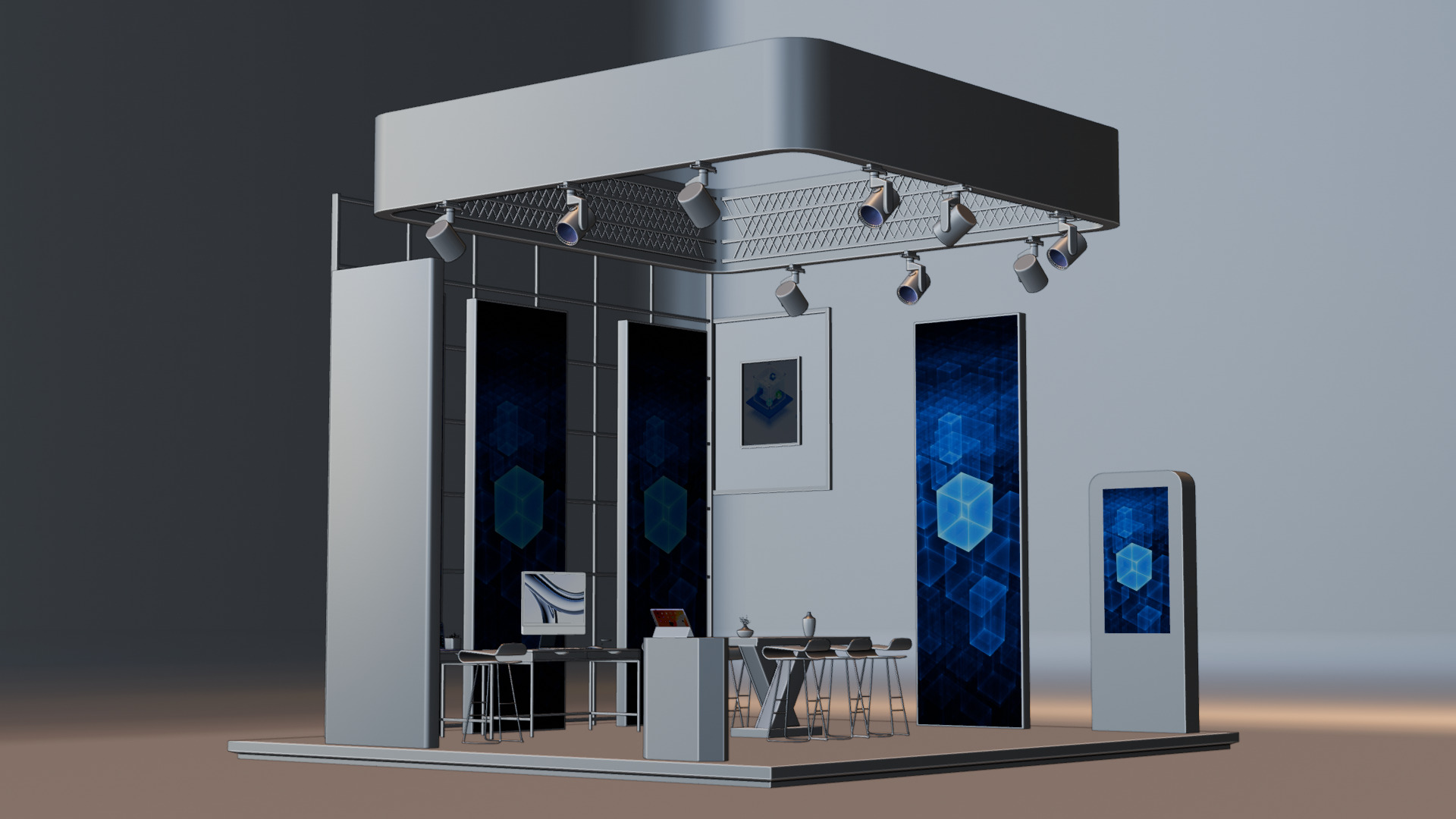 Modern Exhibition Booth 3D Model  High-Quality Trade Show Stand 3D model_17