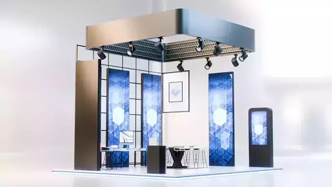Modern Exhibition Booth 3D Model  High-Quality Trade Show Stand 3D model