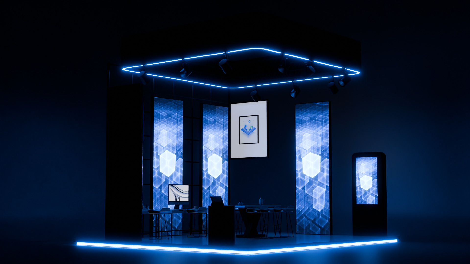 Modern Exhibition Booth 3D Model  High-Quality Trade Show Stand 3D model_2