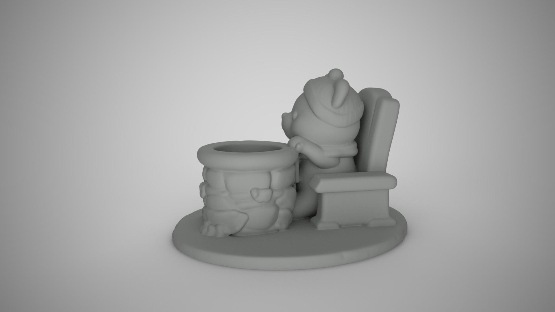 Bear Planter 3D print model_11