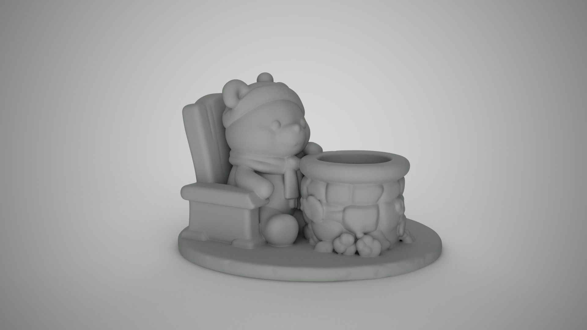 Bear Planter 3D print model_1