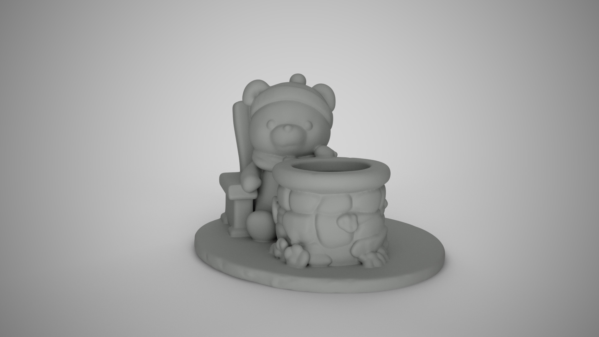 Bear Planter 3D print model_15