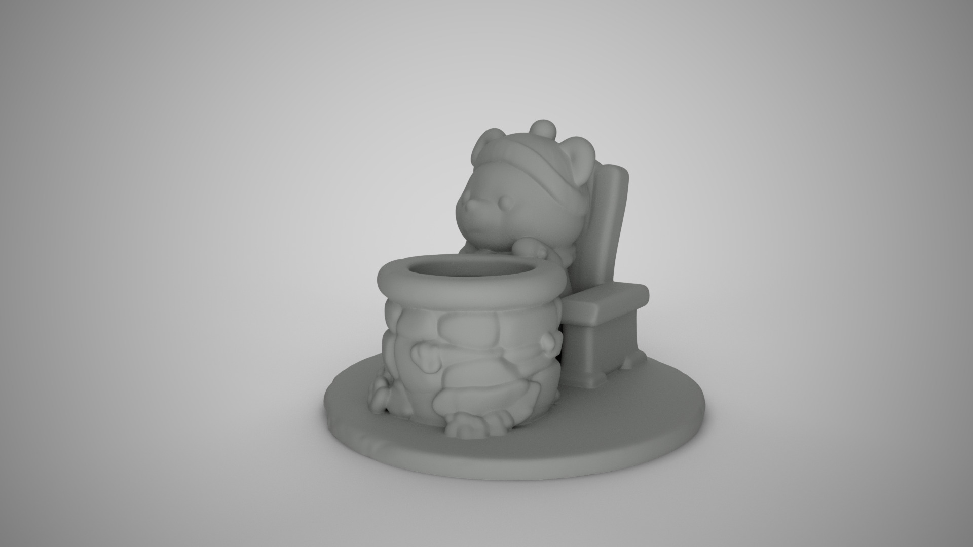 Bear Planter 3D print model_12