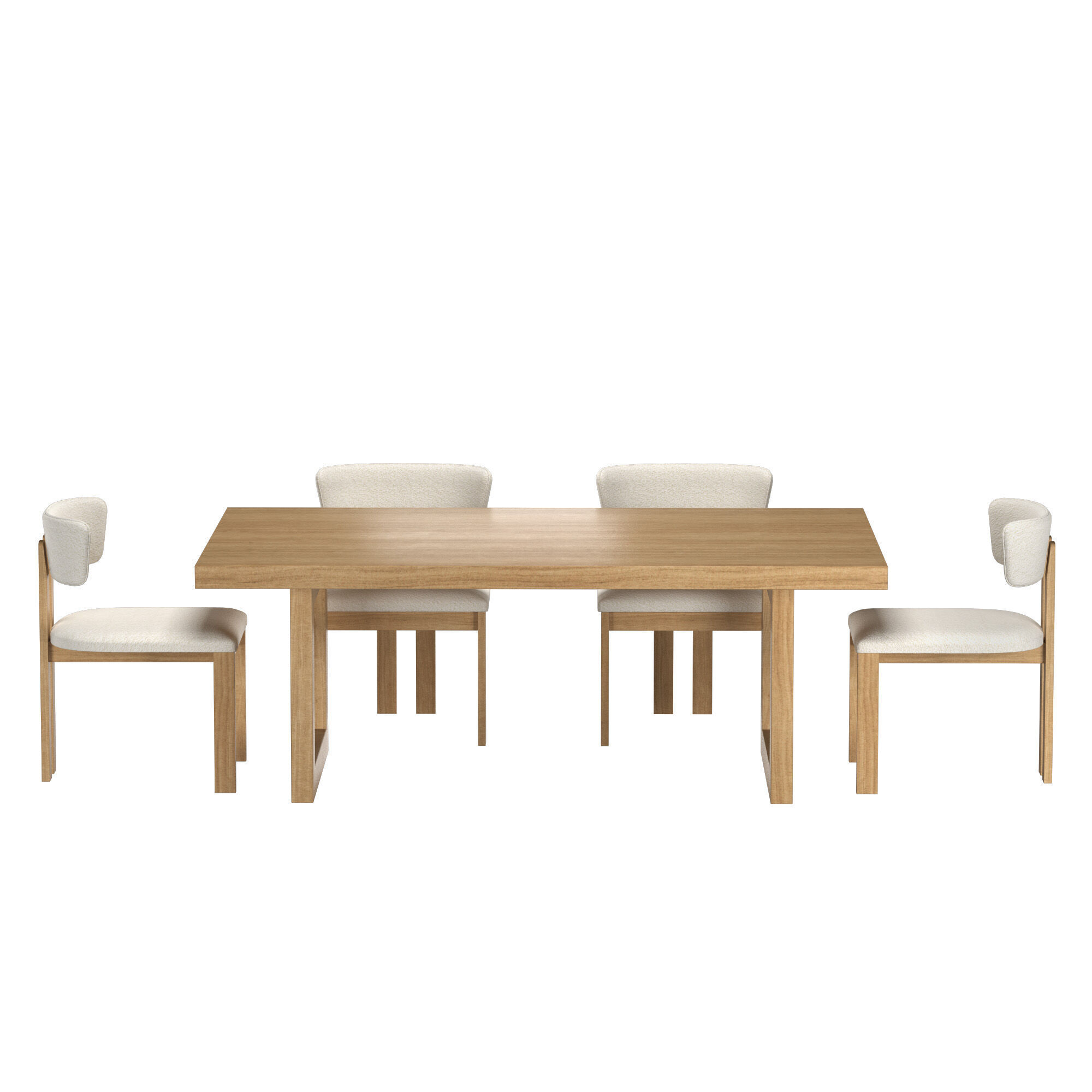Oak Global Table Rodin Chair Dining SET 3D model_6