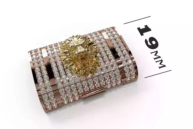 LION Diamond Lock Box for BRACELET - NECKLACE 19mm 3D print model
