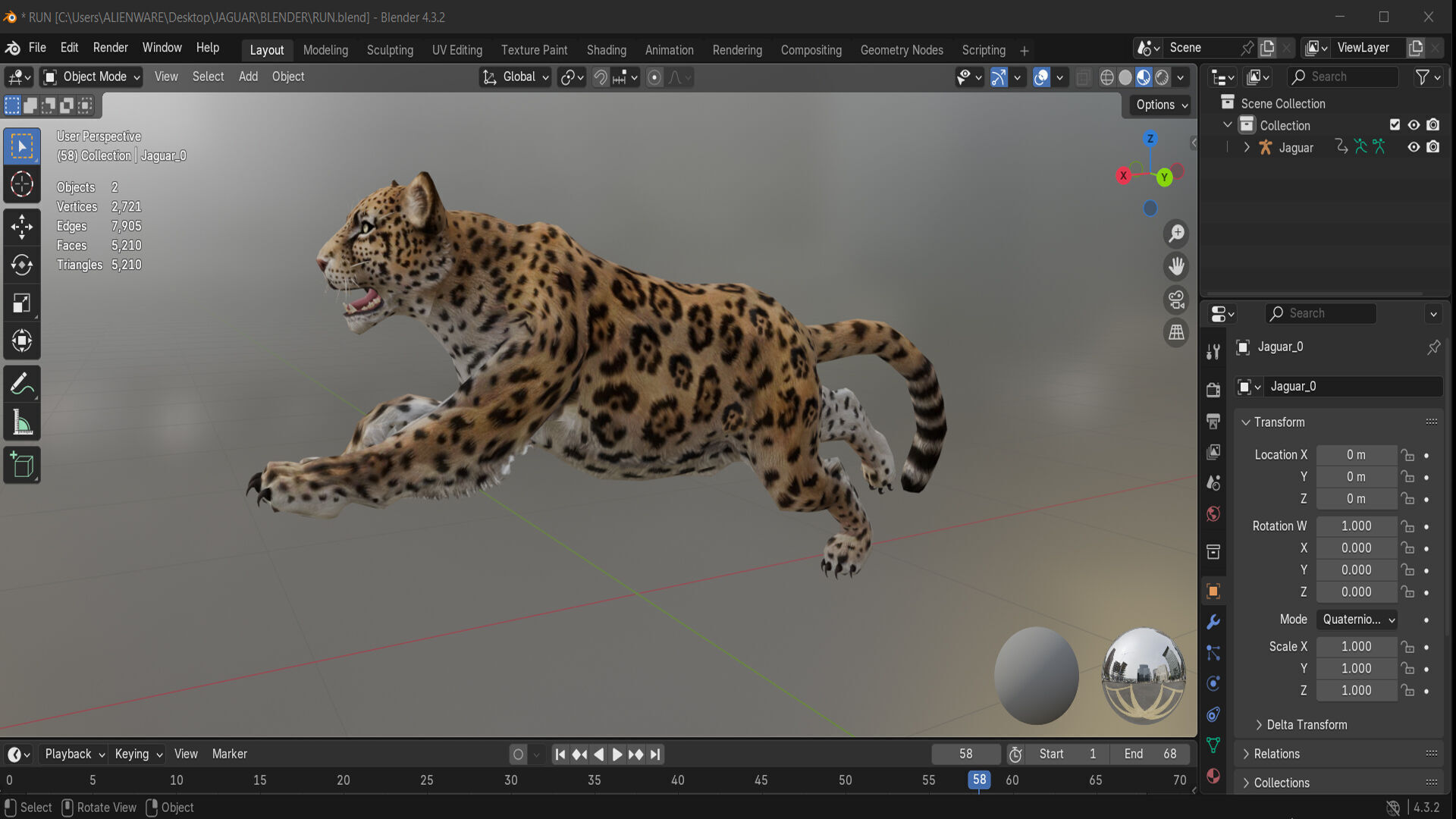 JAGUAR RIGGED ANIMATED 13 Low-poly 3D model_10