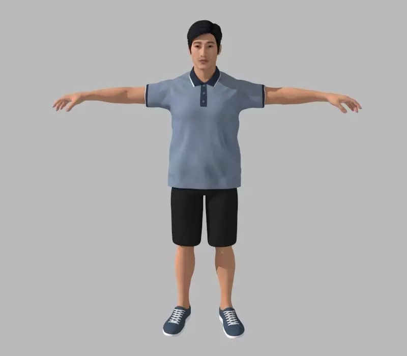 Asian youth Low-poly 3D model