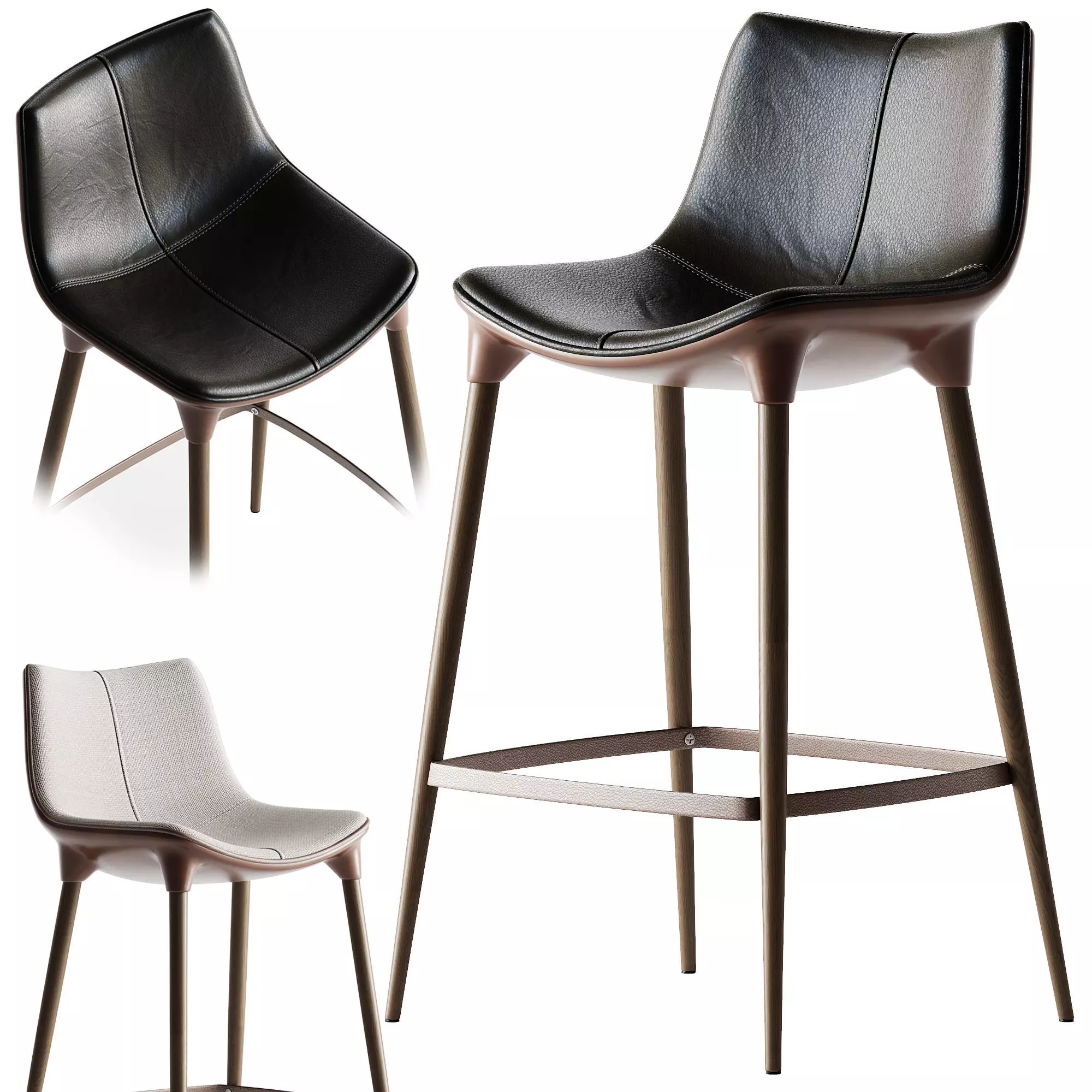 Luna Bar chair Low-poly 3D model