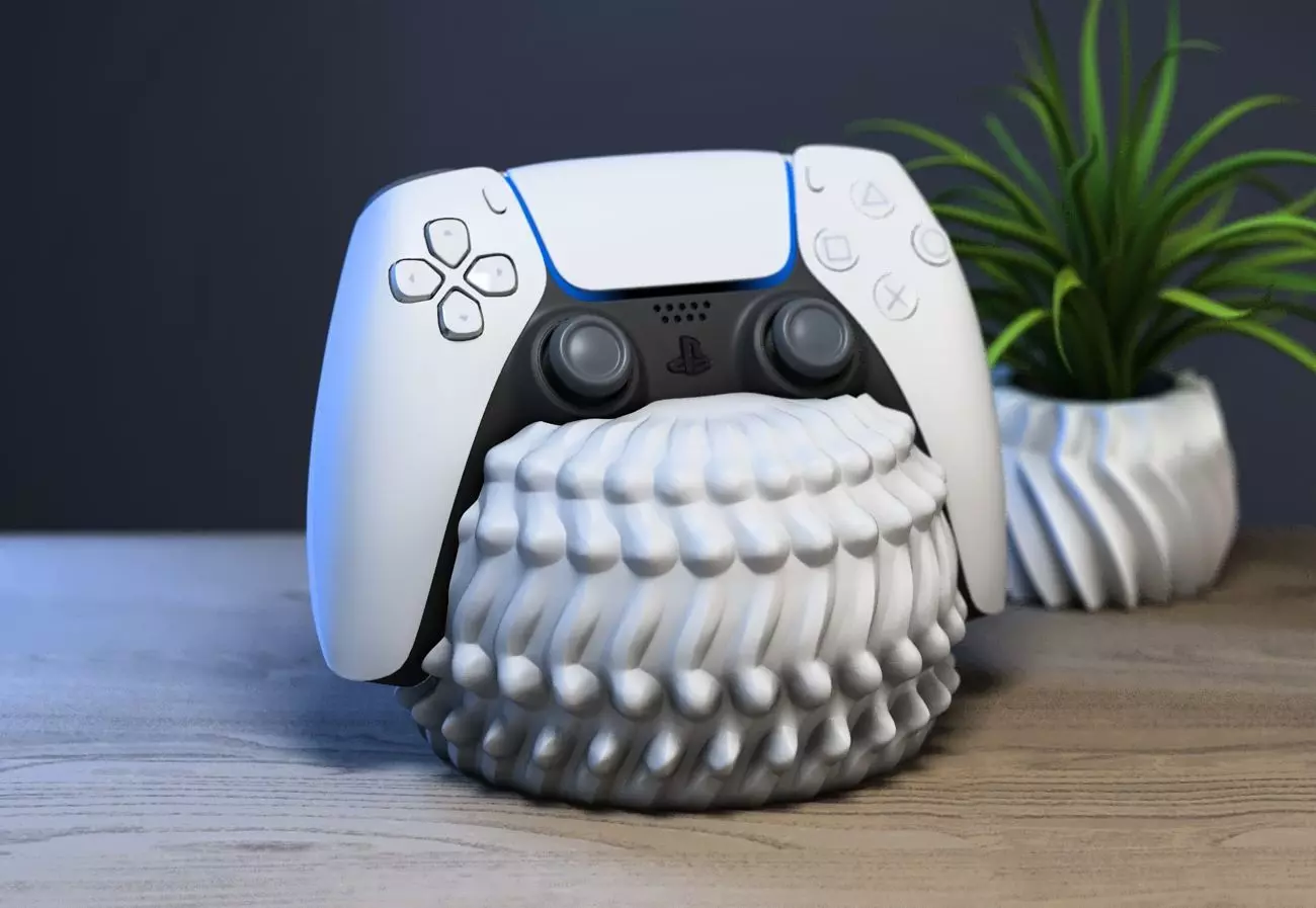 Ps5 controller stand modern abstract ps5controller holder 3D print model_0