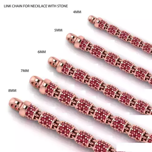 5 SIZE LINK CHAIN FOR NECKLACE WITH STONE 3D Model Collection 5 SIZE LINK CHAIN FOR NECKLACE WITH STONE 3D Model Collection