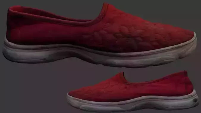 Red Slip-On Shoe 3D Scan Low-poly 3D model