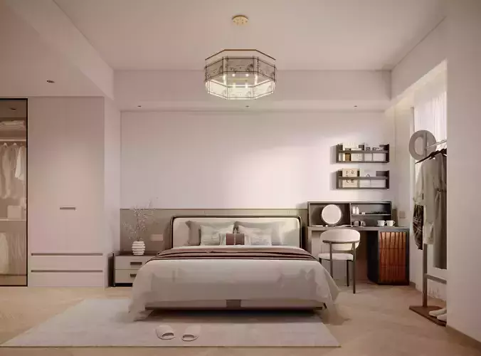 New Chinese master bedroom bathroom cloakroom