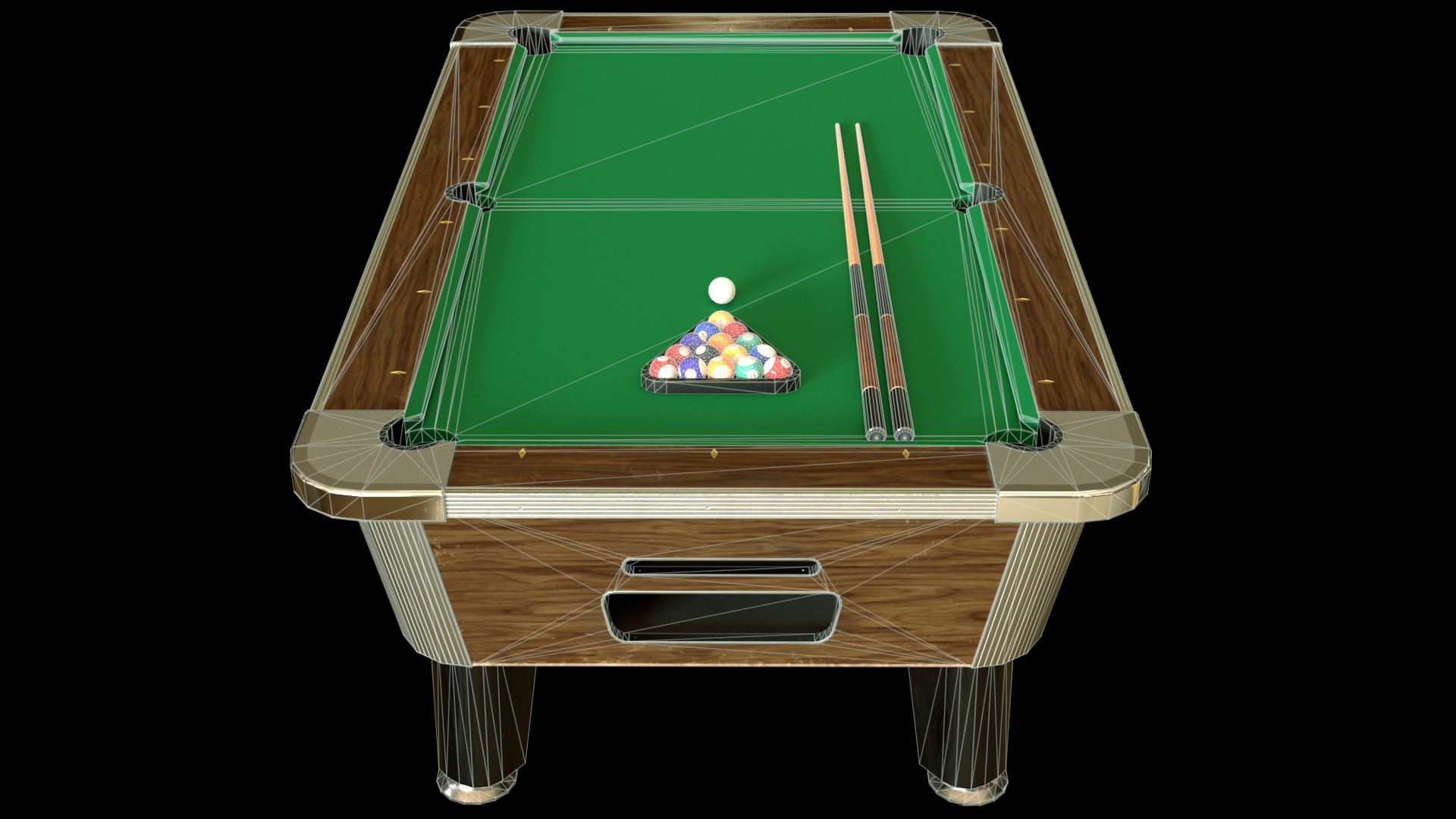 Game Ready Pool Table 3D Model Low-poly 3D model_9