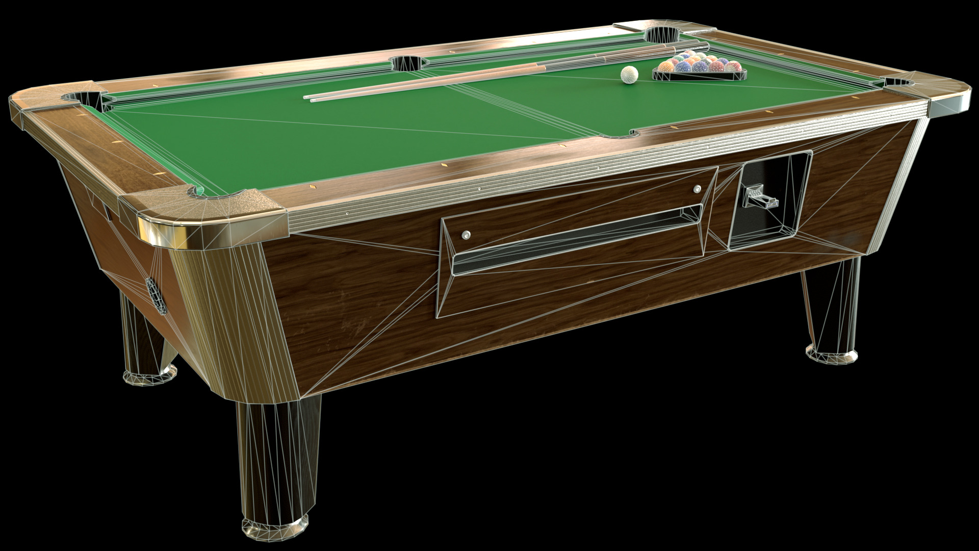 Game Ready Pool Table 3D Model Low-poly 3D model_5