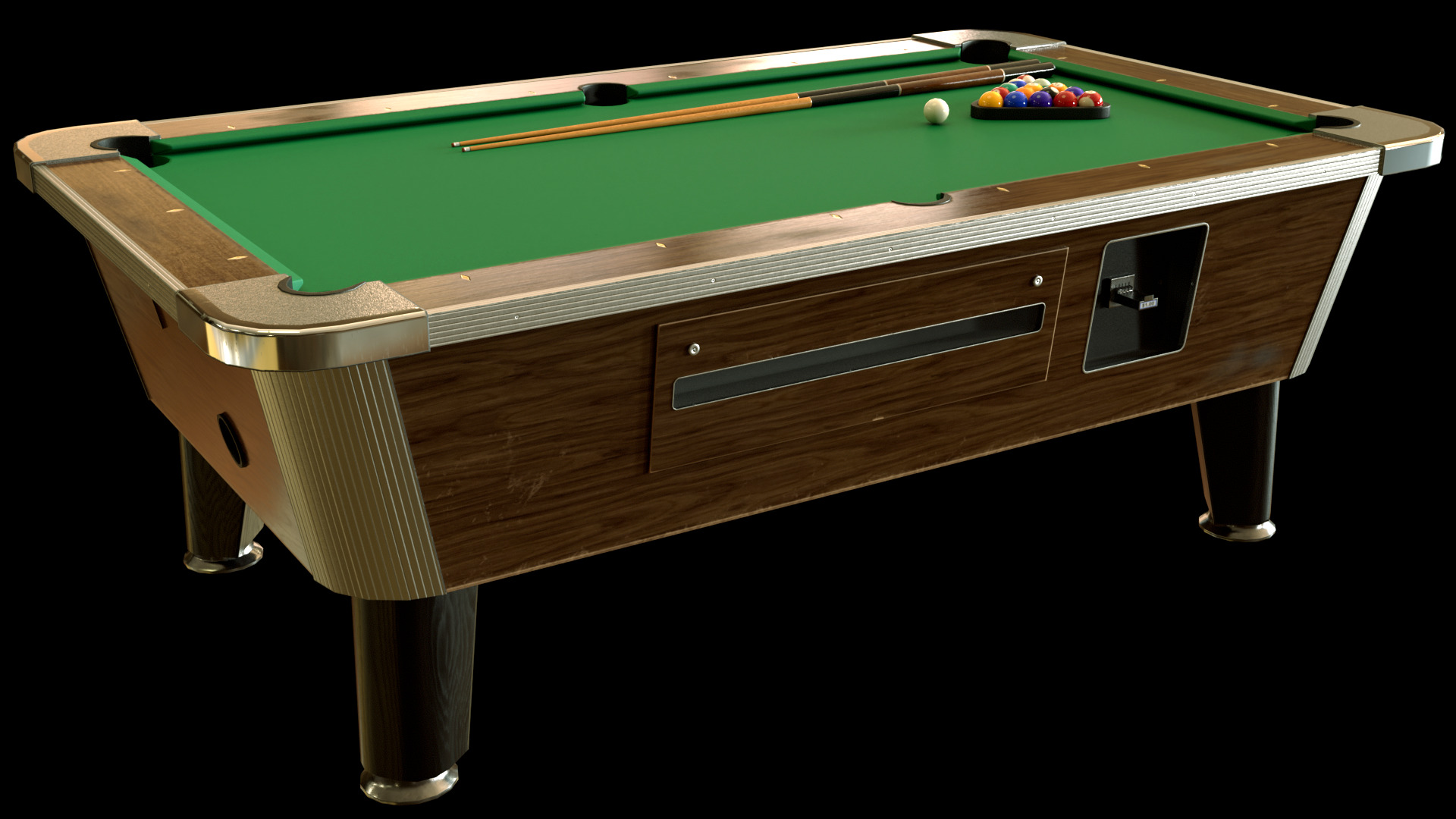 Game Ready Pool Table 3D Model Low-poly 3D model_4