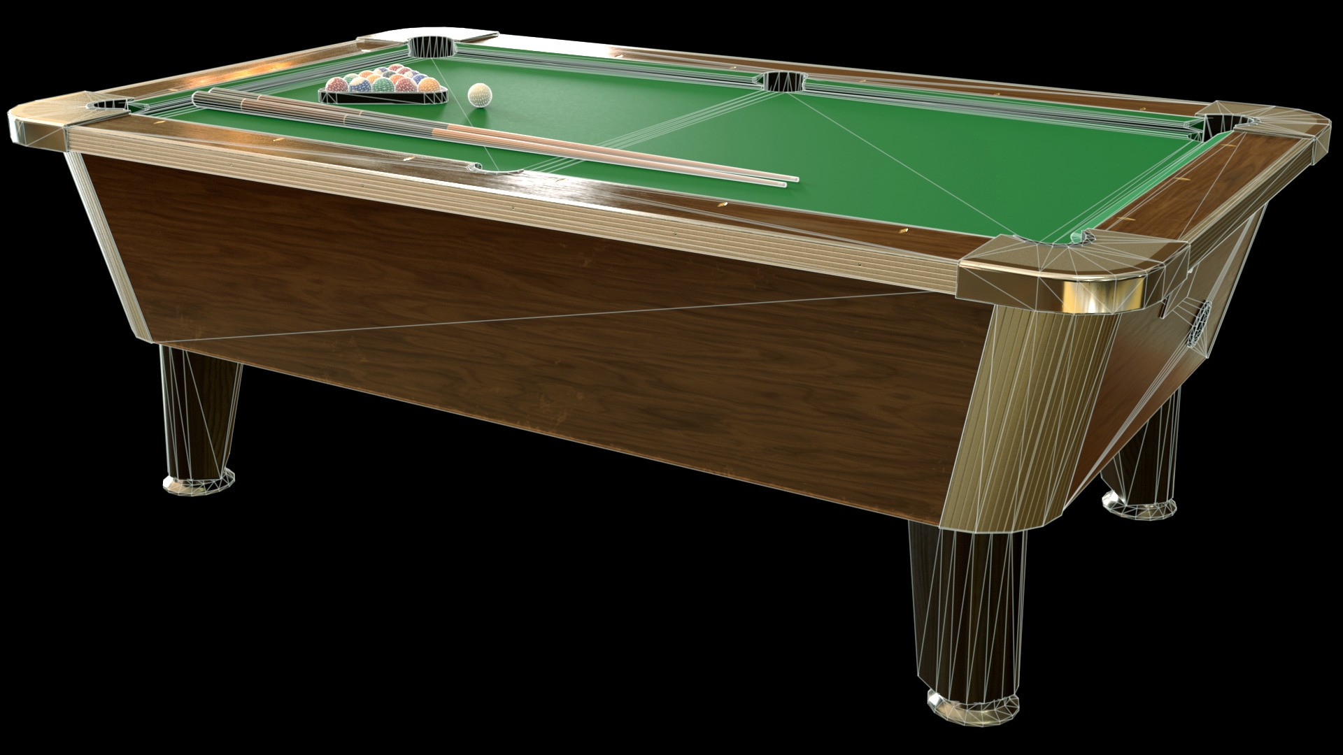 Game Ready Pool Table 3D Model Low-poly 3D model_7