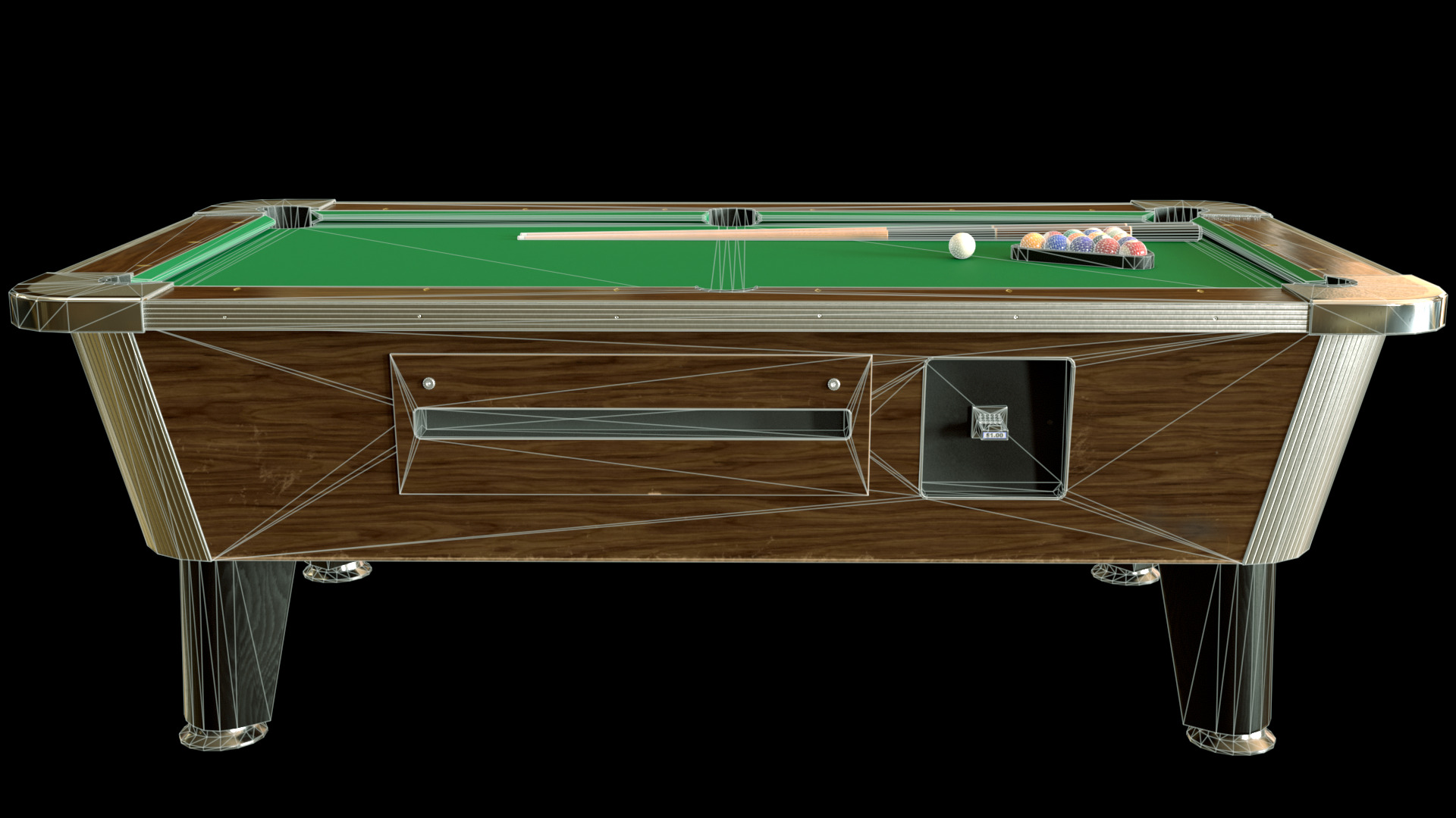 Game Ready Pool Table 3D Model Low-poly 3D model_3