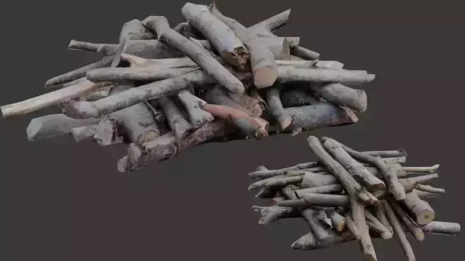 Firewood Logs Stack 3D Scan Low-poly 3D model