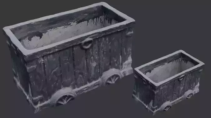 Antique Industrial Mining Cart Planter 3D Scan